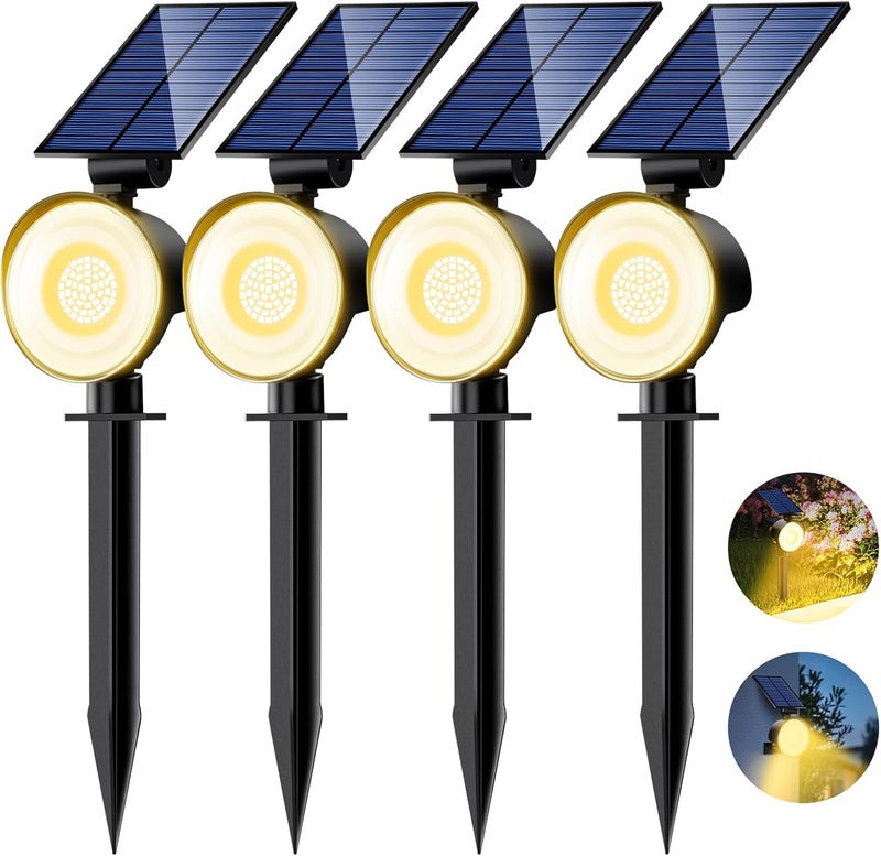 nipify 4 Pack Solar Lights Outdoor Waterproof, 53 LED Solar Spot Lights with 3 Modes Landscape Spotlights for Outside Garden Yard Trees, Warm White - Image 1